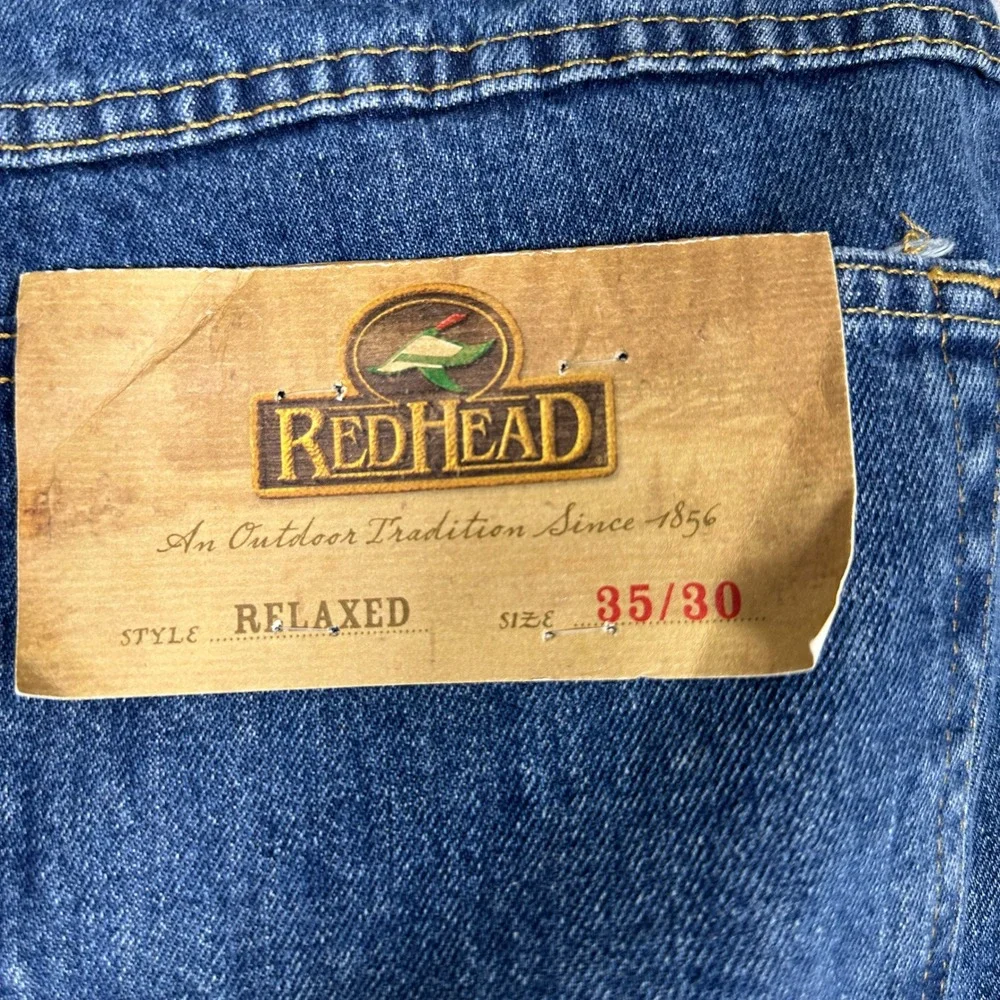 NEW Redhead Jeans Mens 35X30 Relaxed Fit Blue Denim Jeans 5 Pockets Workwear